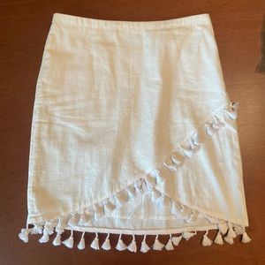 White Linen Tassel Skirt